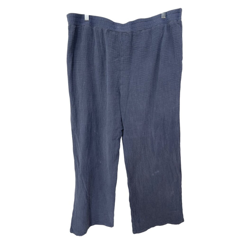 Belle By Kim Gravel Textured Cotton Gauze Pants Womens 1X Elastic Waist Relaxed - Picture 3 of 6